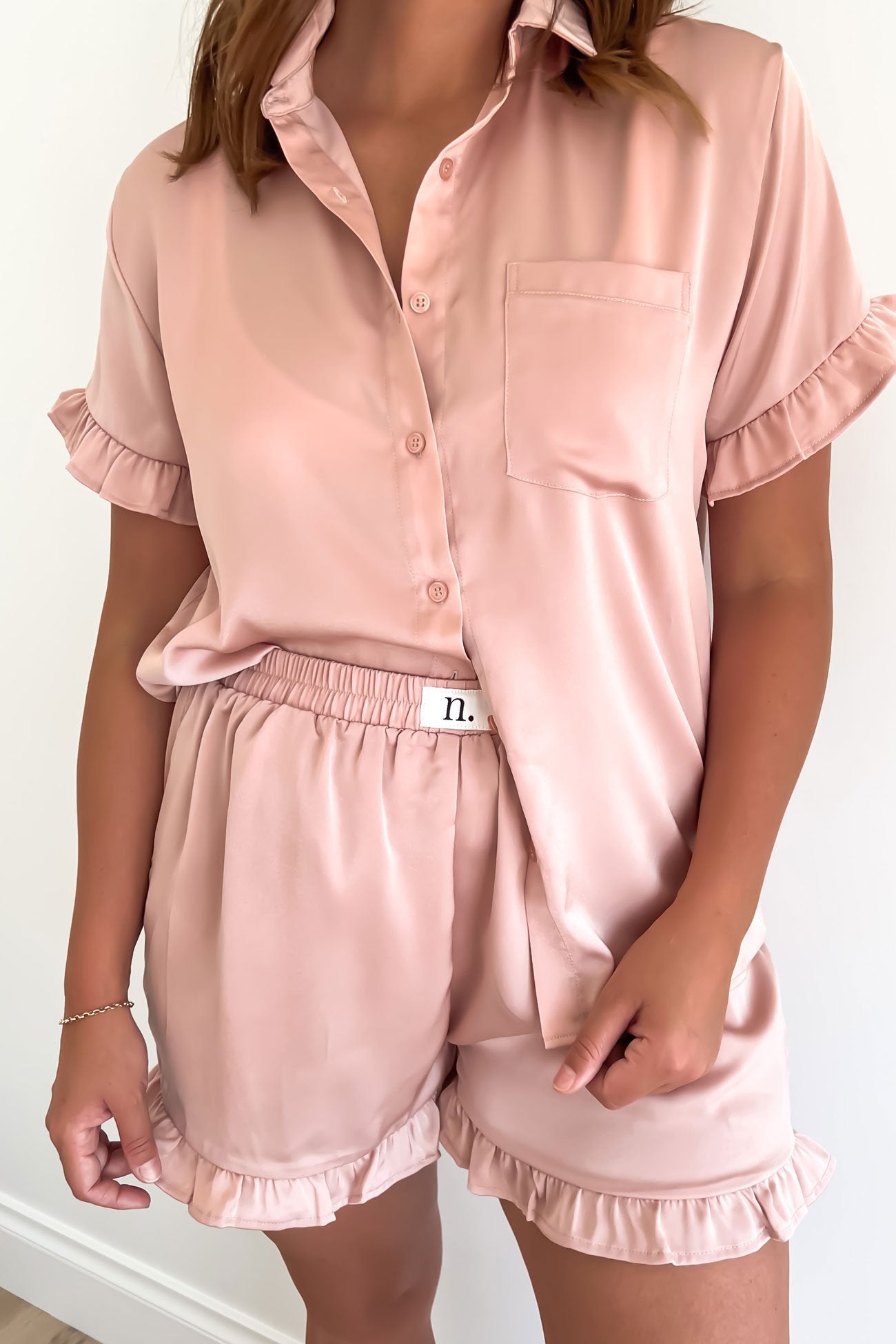 Lux Satin PJ Set Light Pink